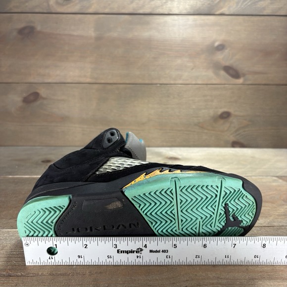 nike air jordan 5 kids youth size 1Y shoes black aqua basketball sneakers - Picture 10 of 10